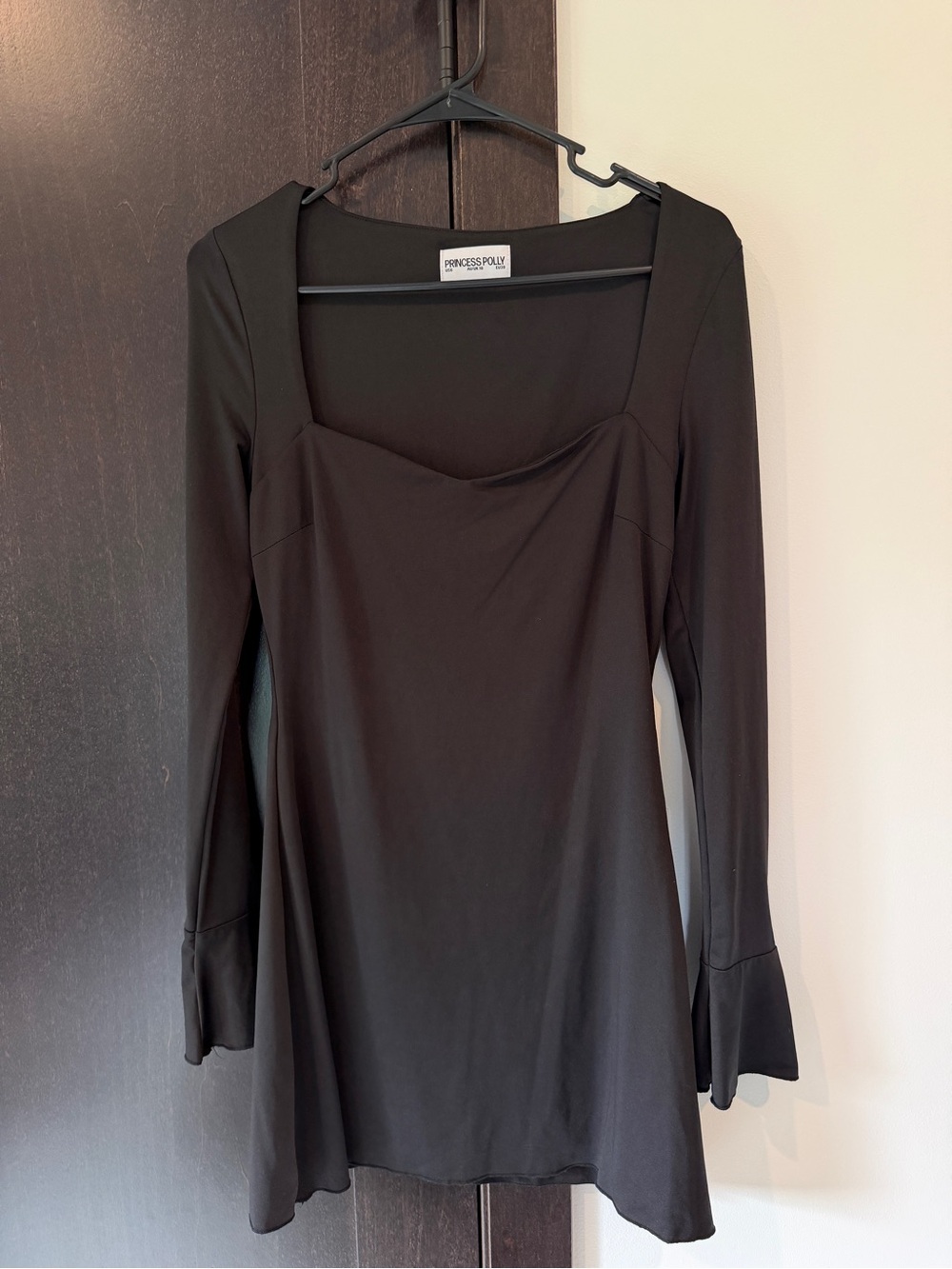 Princess Polly Black Long-Sleeve Square Neck Mini Dress